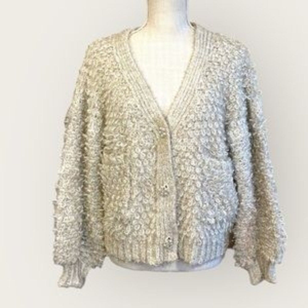 Cozy Silver Textured Women's Sweater